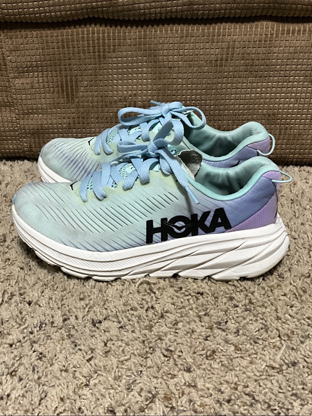 Hoka Womens Light Mint and Lavender Cushioned Sneakers size 9B